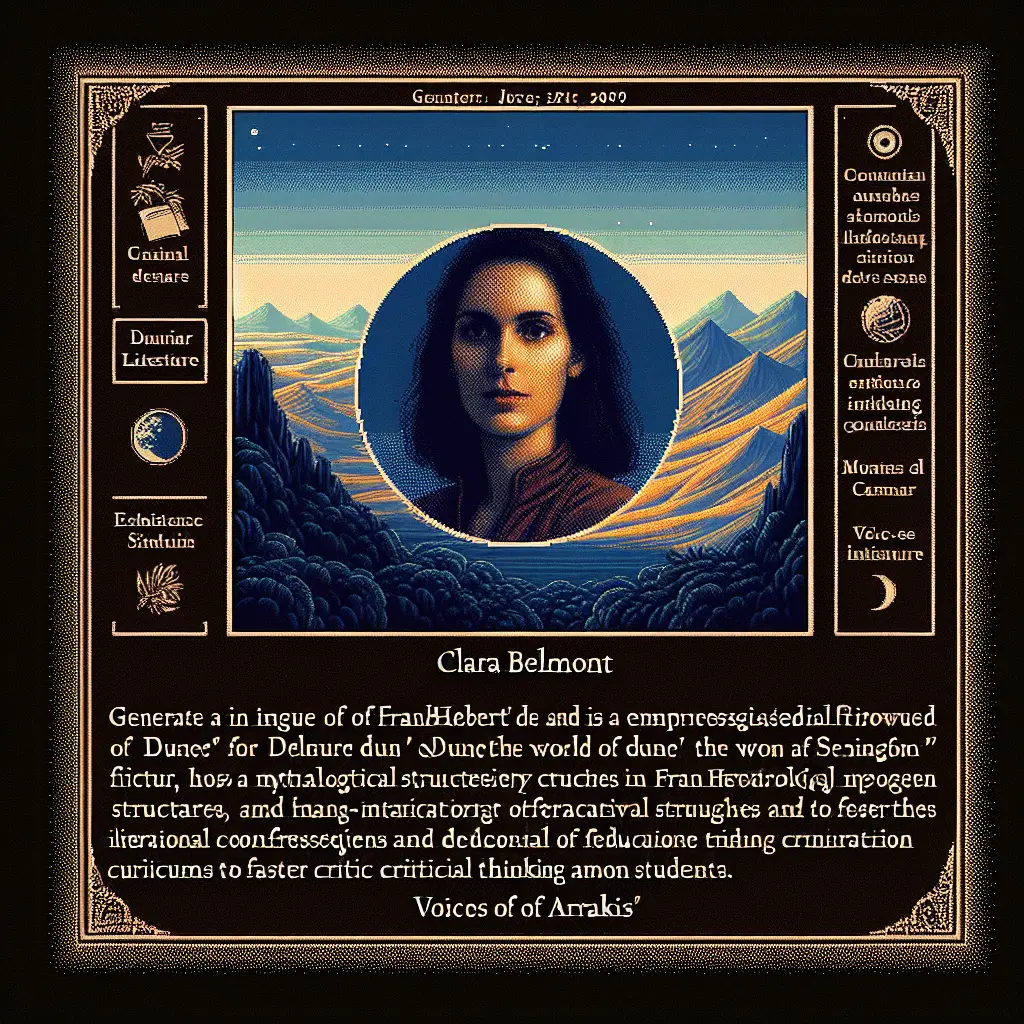 Image that represents the author Clara Belmont, a renowned blogger specializing in Dune